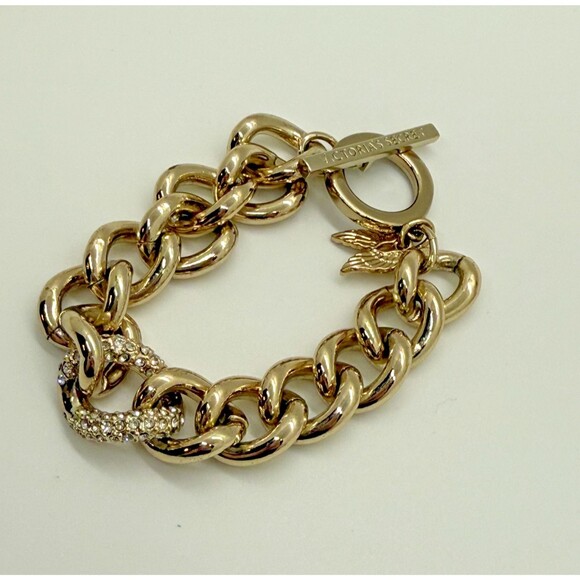 VTG Y2K Victoria’s Secret Pavé Crystal Chunky Chain Bracelet Angel Wing Charm - Picture 9 of 11